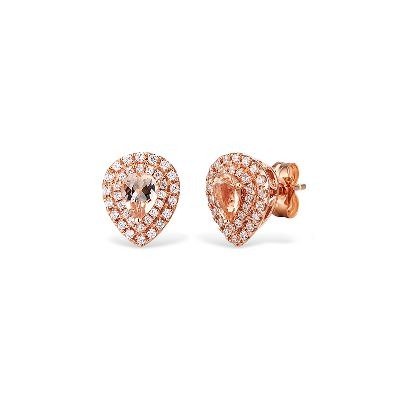 Morganite & 1/3 ct. tw. Diamond Earrings in 10K Rose Gold