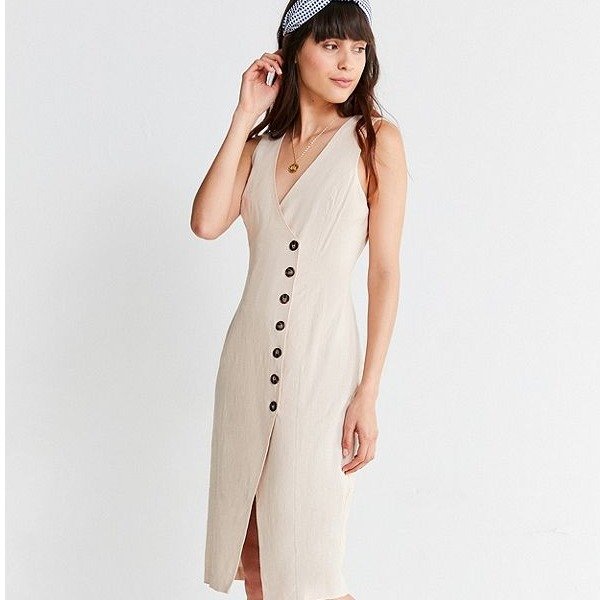 ASTR The Label Demi Linen Button-Down Wrap Dress