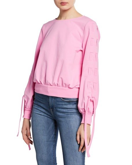 Lace-Up Long-Sleeve Sweatshirt