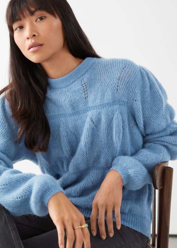 Relaxed Fuzzy Bubble Knit Sweater