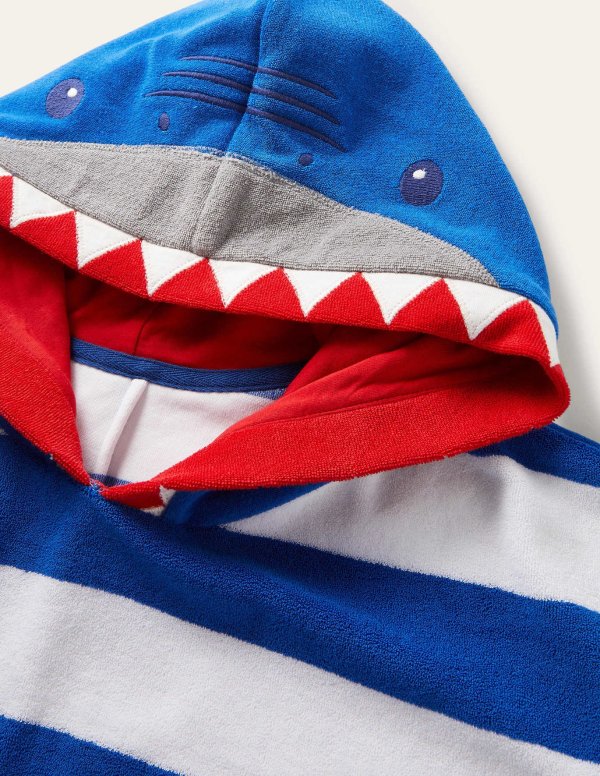 儿童鲨鱼毛巾罩衣