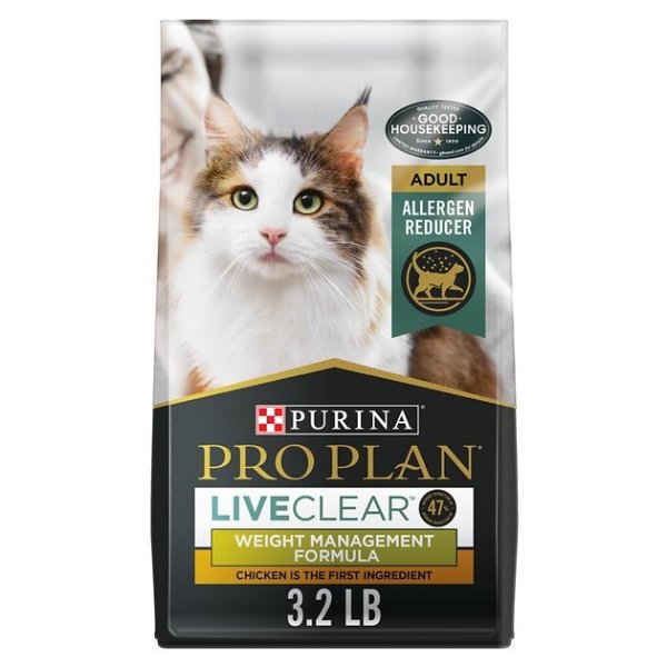 PRO PLAN LIVECLEAR Adult Weight Management Formula Dry Cat Food, 3.2-lb bag - Chewy.com