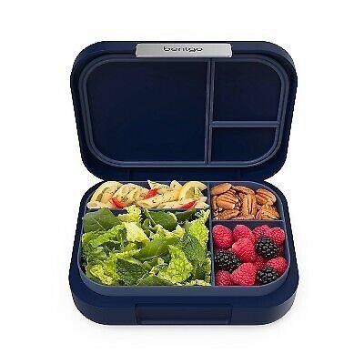 Modern 4 Compartment Bento Style Leak-Resistant Lunch Box Navy
