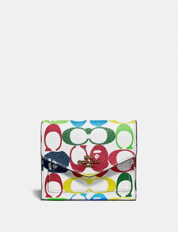 Bape X Coach Small Wallet in Signature Canvas With Ape Head