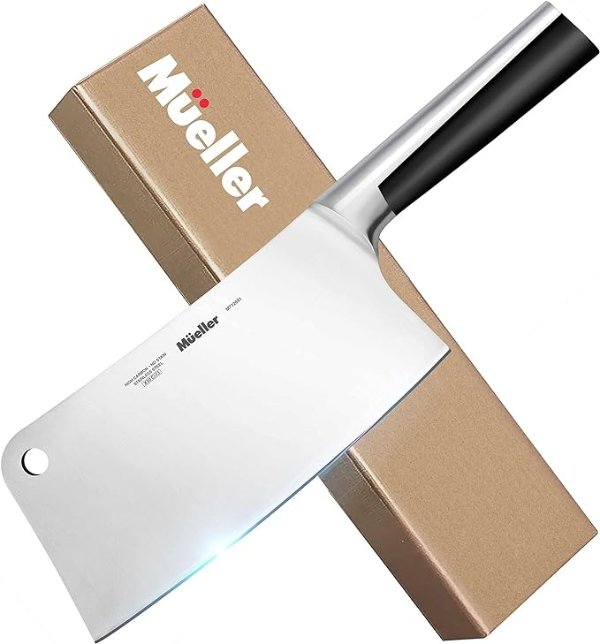 7-inch Meat Cleaver Knife, Stainless Steel Professional Butcher Chopper, Stainless Steel Handle, Heavy Duty Blade for Home Kitchen and Restaurant, Valentines Day Gifts for Him