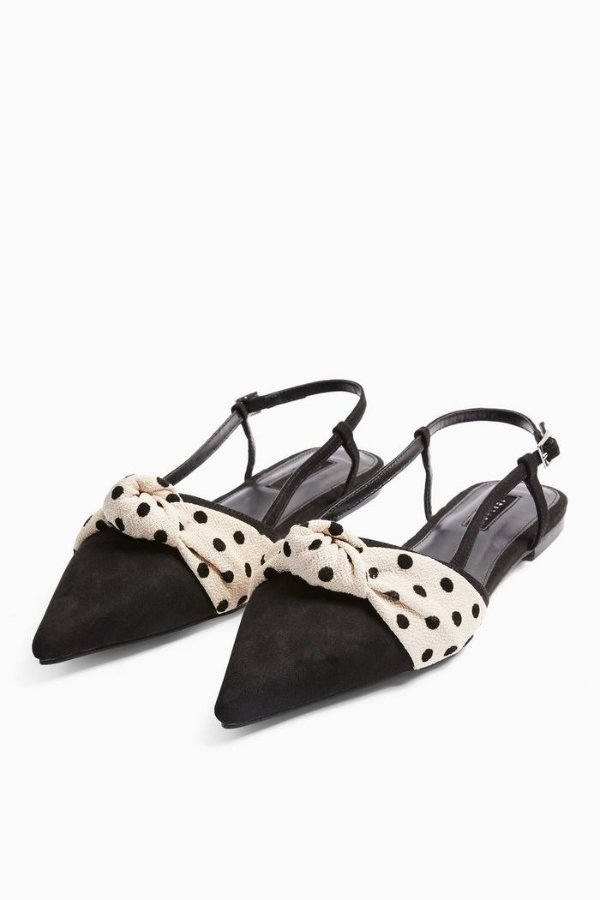 ALVA Black and White Knot Flat Shoes