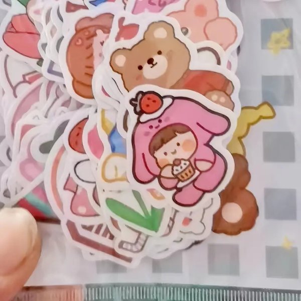 Cute Cartoon Pretty Girl Daily Wear Matching Stickers Diy - Temu
