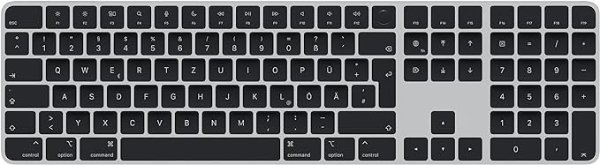 Magic Keyboard with Touch ID and Numeric Keypad: Wireless, Bluetooth, Rechargeable. Works with Mac Computers withSilicon; German - Black Keys