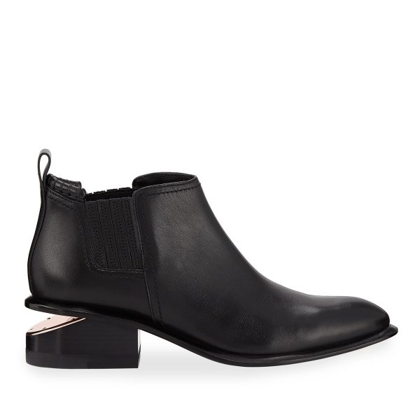 Kori Leather Tilt-Heel Boot, Black
