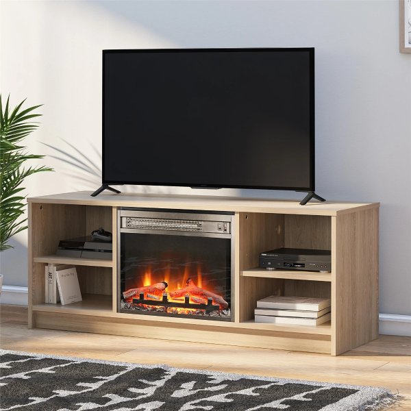 Fireplace TV Stand for TVs up to 55", Natural