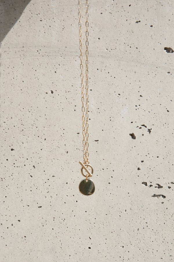 CHAIN NECKLACE WITH CIRCLE PENDANT $20 NK-7625-W Gold;Silver NK-7625-W $20.00