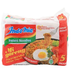 Indomie Mi Goreng Instant Stir Fry Noodles Original Flavor, 5 Count - Pack of 6
