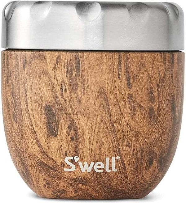 'welltainleteel Bowl-16 Fl Oz-Teakwood-Triple-Layered Vacuum Inulated ContainerKeepFood and DrinkCold for 12 Hourand Hot for 7-with No Condenation-BPA Free, 16oz