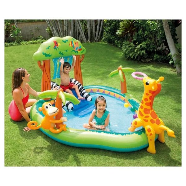 85" X 74" X 49" Jungle Play Center Inflatable Pool with Sprayer