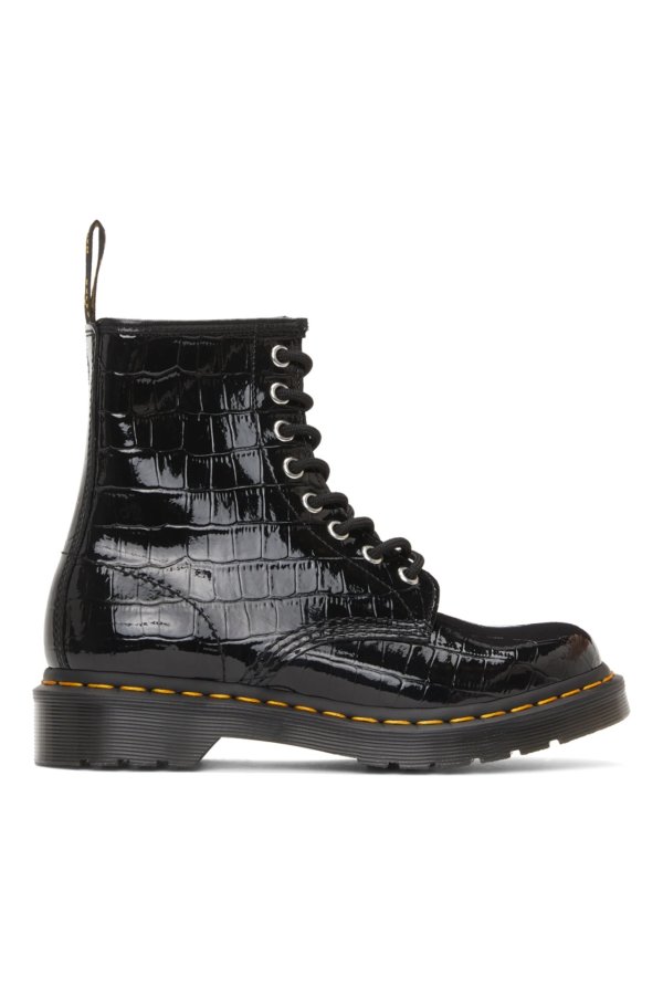 Black Croc Patent 1460 Boots