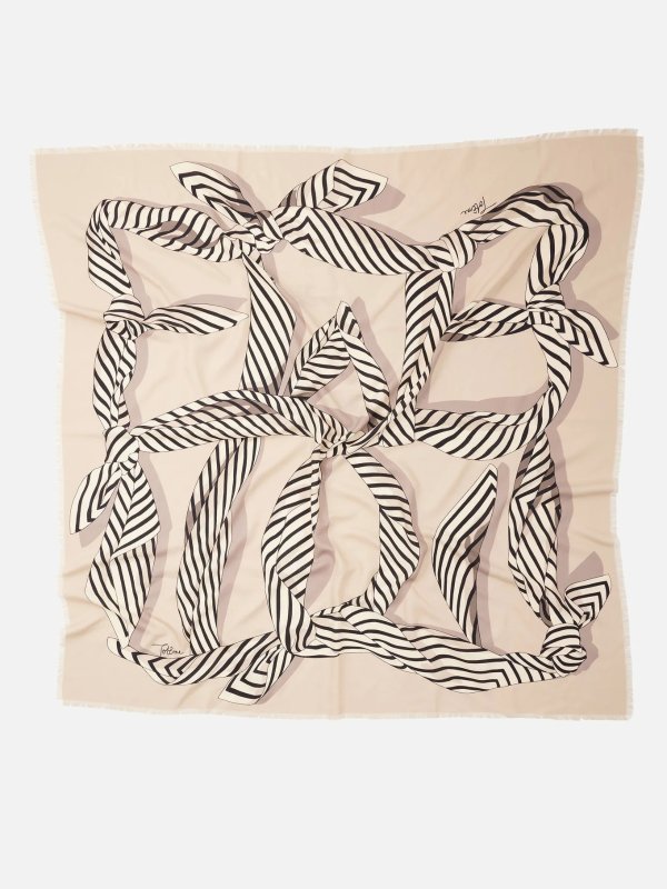 Knotted logo-print wool-blend scarf
