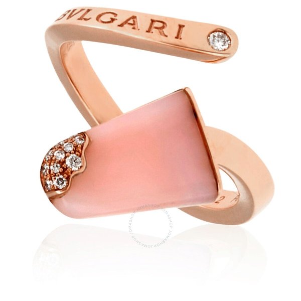Ladies 18 Kt Rose Gold Ring Set With Pink Opal