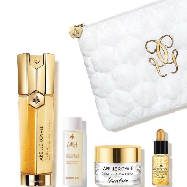 Abeille Royale Age-defying Skincare Set With Serum, Fortifying Lotion, Youth Watery Oil, Day Cream And Bag