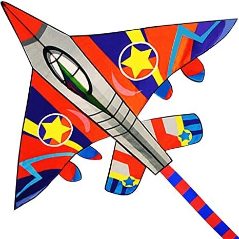Huge Fighter Plane Kite for Kids and Adults- 58” Wide with Long Tail- Easy Flyer - Kit Line and Swivel Included-