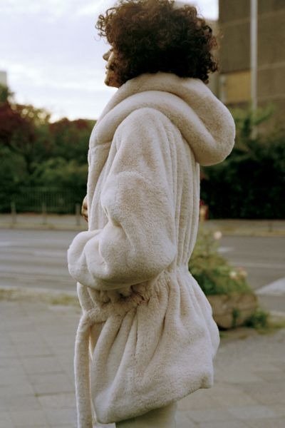 UO Faux Fur Hooded Robe Coat