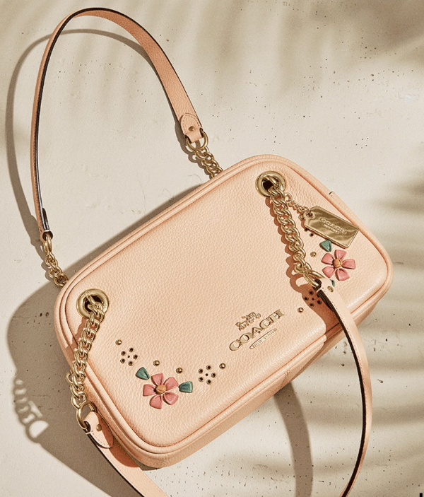 Cammie Chain Shoulder Bag With Floral Whipstitch