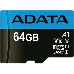 ADATA 64GB Premier microSDXC UHS-I / Class 10 V10 A1 Memory Card with SD Adapter