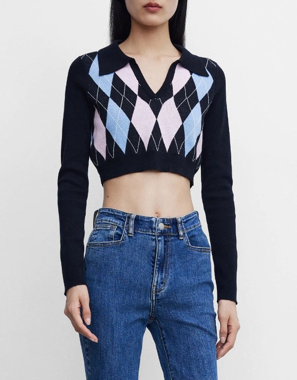 Argyle Crop Sweater