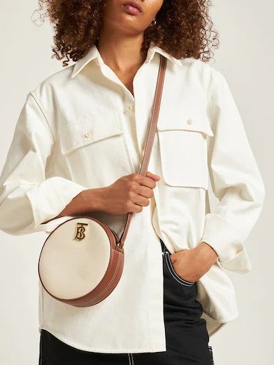 LOUISE LOGO ROUND CANVAS & LEATHER BAG
