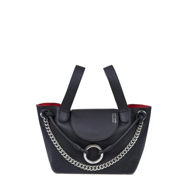 Linked Thela Mini Black Leather Cross Body Bag for Women