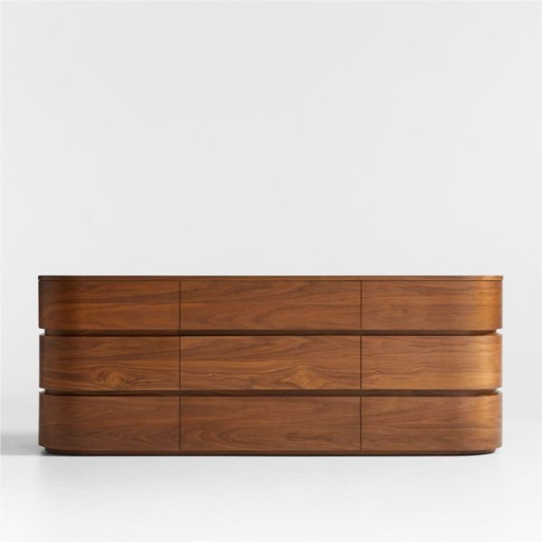 Milano Natural Walnut Wood 9-Drawer Dresser