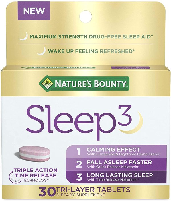 Melatonin by, Sleep3 Maximum Strength 100% Drug Free Sleep Aid,