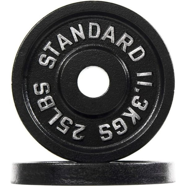  Classic Cast Iron Weight Plates for Strength Training, 2-Inch, 25-Pound, Pair