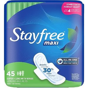 Stayfree超长柔软卫生巾 45片