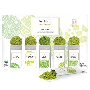 Tea Forté SINGLE STEEPS Organic Matcha Powder Green Tea Sampler, 15 Single Serve