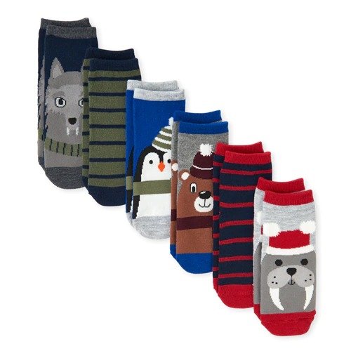 Baby And Toddler Boys Winter Animals Midi Socks 6-Pack