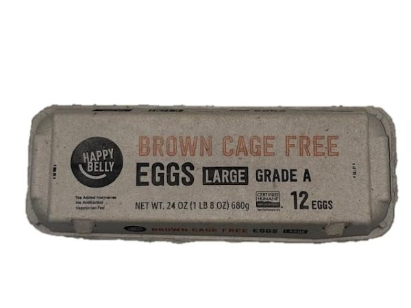 Amazon Brand - Happy Belly Cage-Free, Large, Brown Eggs, 1 Dozen (Packaging May Vary)