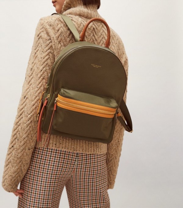 PERRY NYLON COLOR-BLOCK ZIP BACKPACK