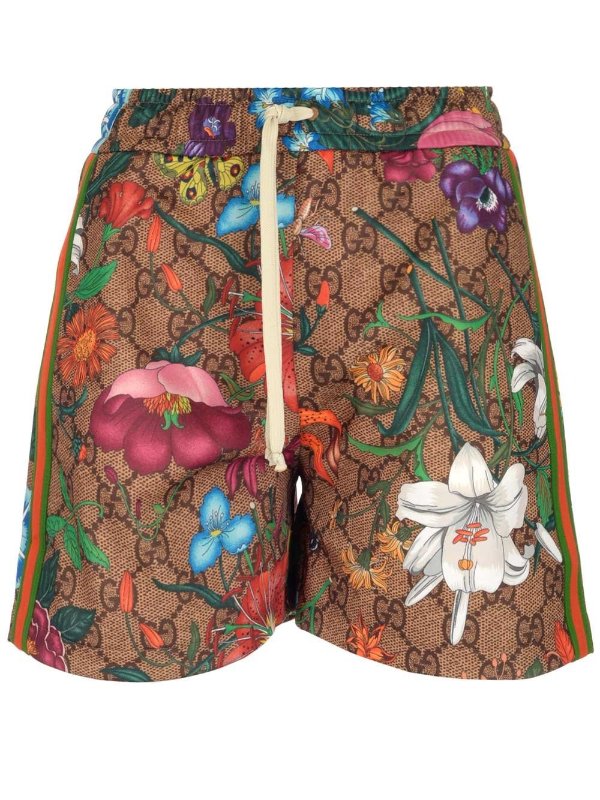 GG Flora Print Shorts - Cettire