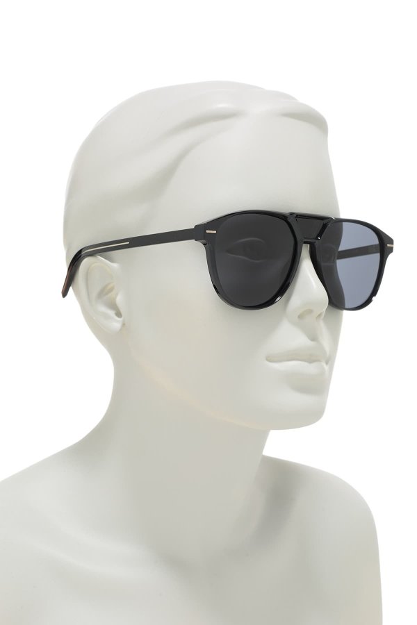 Black Tie 56mm Aviator Sunglasses