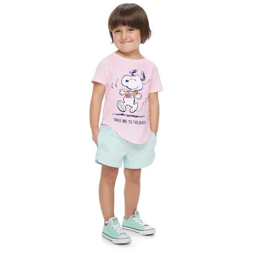 Toddler Girl ​​​​Family Fun Peanuts Snoopy Waves & Rays Graphic Tee