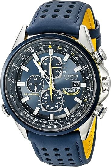 Men's Eco-Drive Blue Angels World Chronograph Atomic Timekeeping Watch with Day/Date, AT8020-03L
