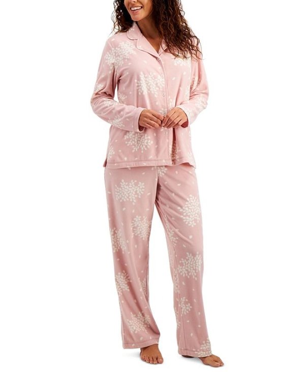 Printed Fleece Pajama Set, Created for Macy's