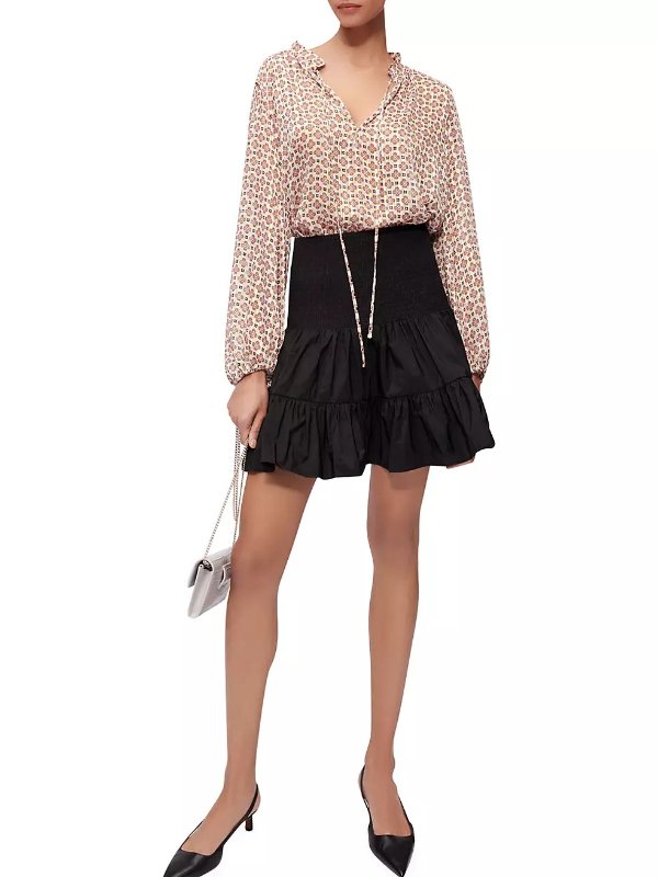 Short Skirt With Smocking And Ruffles