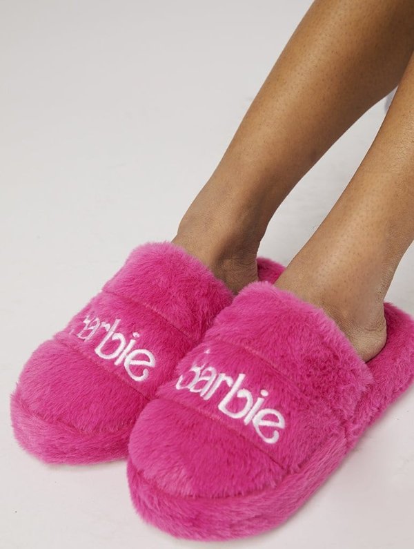 Barbie联名毛拖鞋