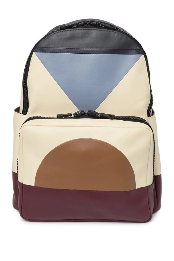 Leather Colorblock Backpack