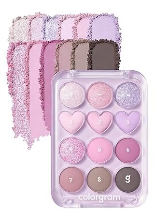 COLORGRAM Pin Point Eyeshadow Palette 03 Pink+Lavender | Eyeshadow Palette for Daily makeup, Ultra-Blendable, Matte, Glitter, Shimmer Shades