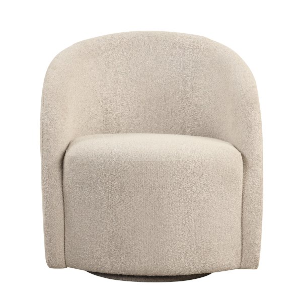 Briars Art Deco Style Swivel Accent Chair, Khaki Fabric