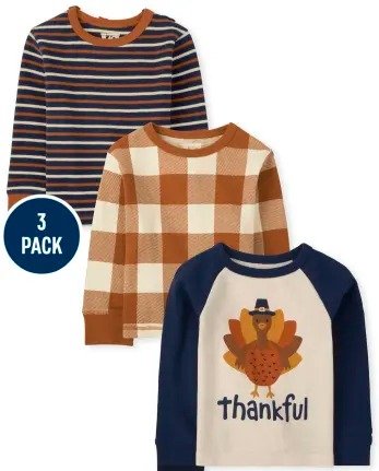 Toddler Boys Long Sleeve Turkey Waffle Knit Thermal Top 3-Pack | The Children's Place - MULTI CLR