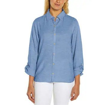 Ladies' Long Sleeve Button Up Top
