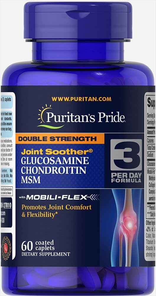Double Strength Glucosamine, Chondroitin & MSM Joint Soother® 60 Caplets | Columbus Day Sale Supplement | Puritan's Pride